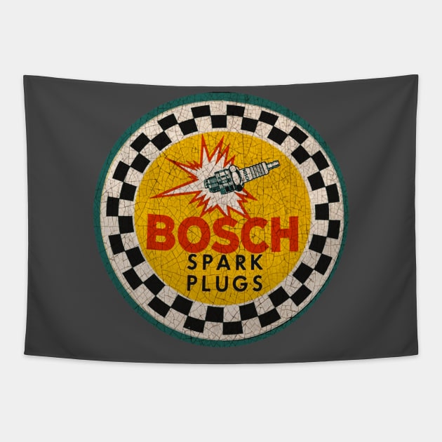 Bosch Vintage Spark plugs Tapestry by Midcenturydave