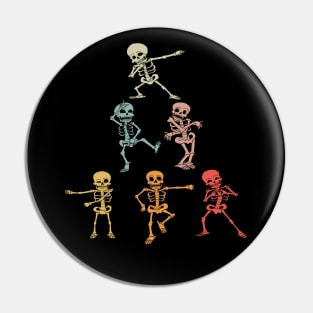 Retro Dancing Skeletons Cool Christmas Tree Dance Pose Pin