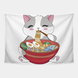 cat-animal-eating-ramen Tapestry