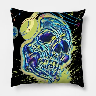 Skull - skull funny music art design Pillow