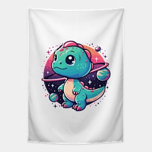 Cosmic Dino Explorer: Tiny Dinosaur in Space! Tapestry