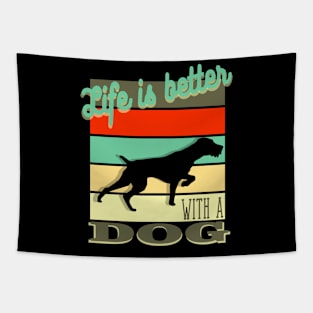 Life is Better with a Dog Retro Vintage Sunset Tapestry