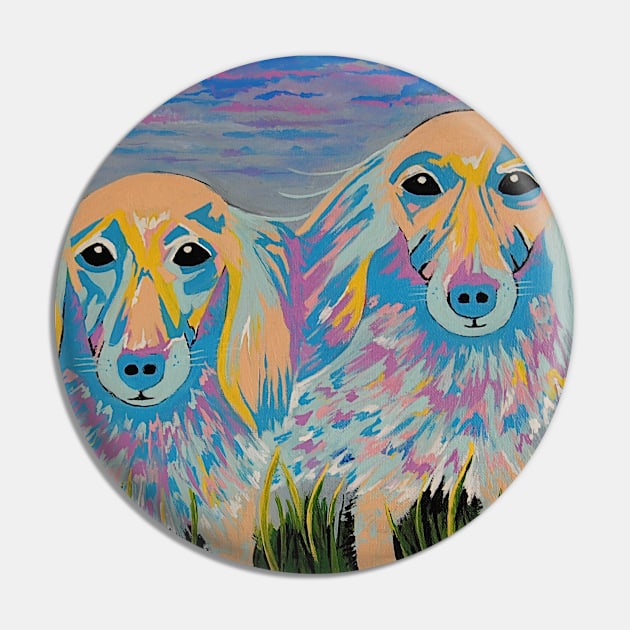 MUGI And Tatami Dog Painting - Cute Dog Art Pin by SartorisArt1