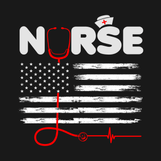 Patriotic Nurse American Flag 4th of July T-Shirt