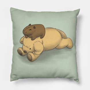 A Baby Capybara and a Puppy Pillow