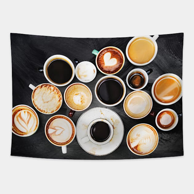 Coffee cups bean Tapestry by GreekTavern