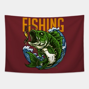 fishing green fish Tapestry