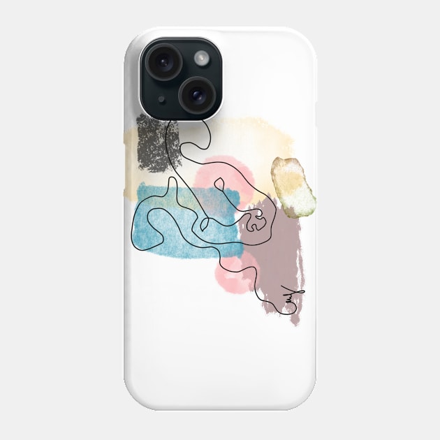 Abstract Dog Line Art with Watercolor Phone Case by ArtMorfic