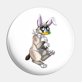 Bobtail BunnyCat: Snowshoe Point (White) Pin