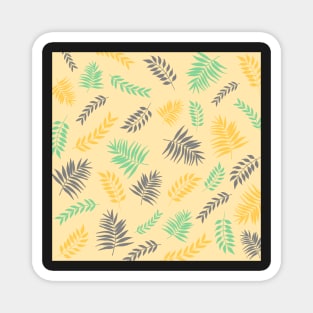 Abstract Leaves Pattern In Grey, Yellow And Green Magnet