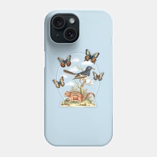 Squirrel, Magpie Bird, and Butterflies - Nature illustration Phone Case