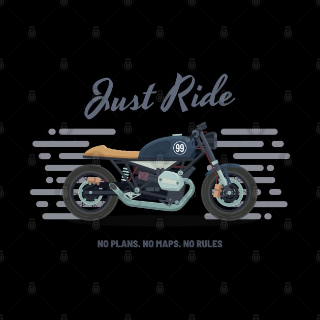 Retro Just Ride Motorcycle by Merchmatics