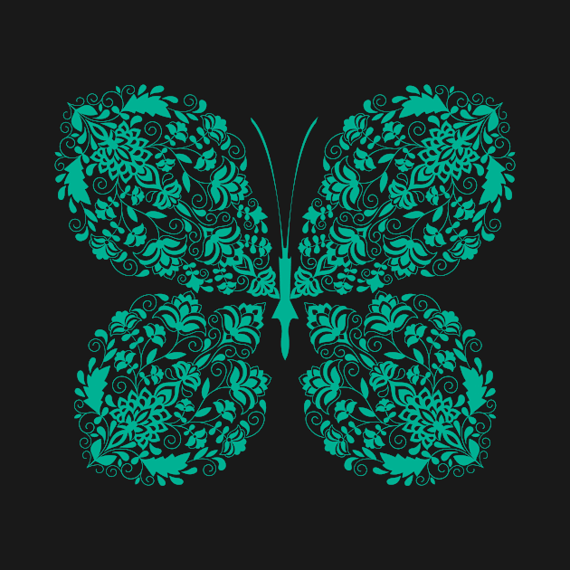 Paisley Dark Cyan Butterfly by 4U2NV-LDN