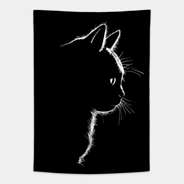 Cat Silhouette Tapestry by Meca-artwork