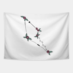 Reticulum (The Reticle) Constellation Roses and Hearts Doodle Tapestry