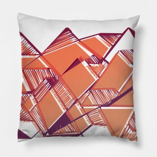 City mountains geometric abstract pink Pillow