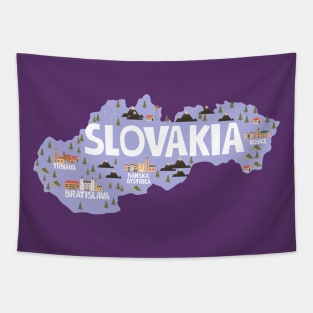 Slovakia Illustrated Map Tapestry