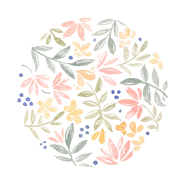 Colourful Floral Circle Watercolour by Flowering Words