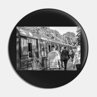 Passengers boarding vintage railway carriages on the Norfolk Poppy Line Pin