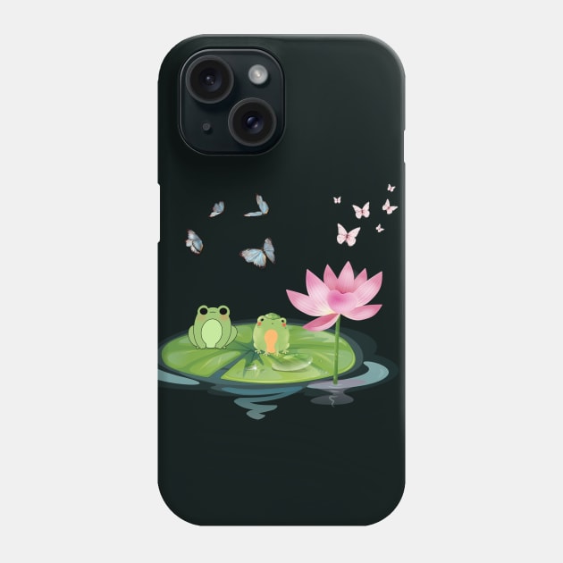 Lotus Frogs Butterflies illustration Phone Case by BellaPixel