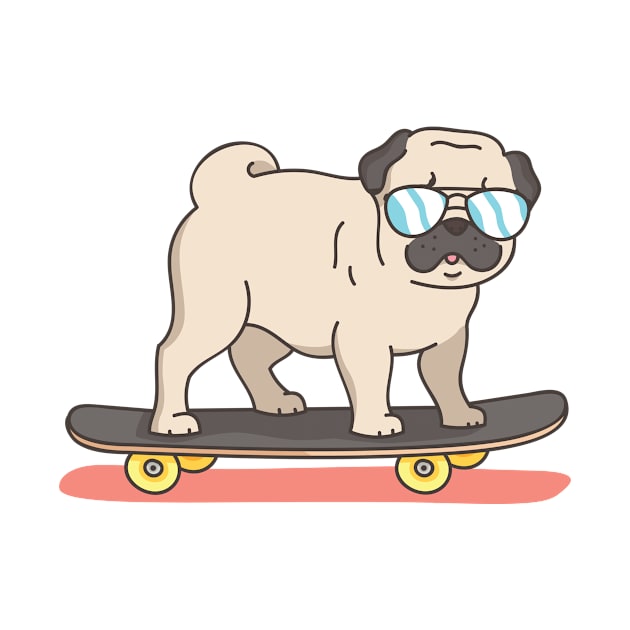 Pug Dog Skater Skateboarding Funny Gifts by chrizy1688