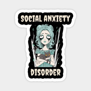 Social Anxiety Disorder – Cute Gothic Girl with Cat Magnet