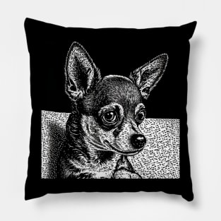 Chihuahua in Pen and Ink Pillow