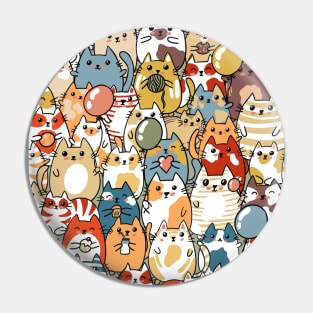 A collection of colourful cute cats repeat pattern Pin