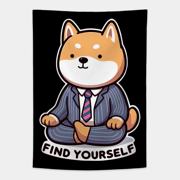 Find Yourself Shiba Inu Tapestry by Plushism