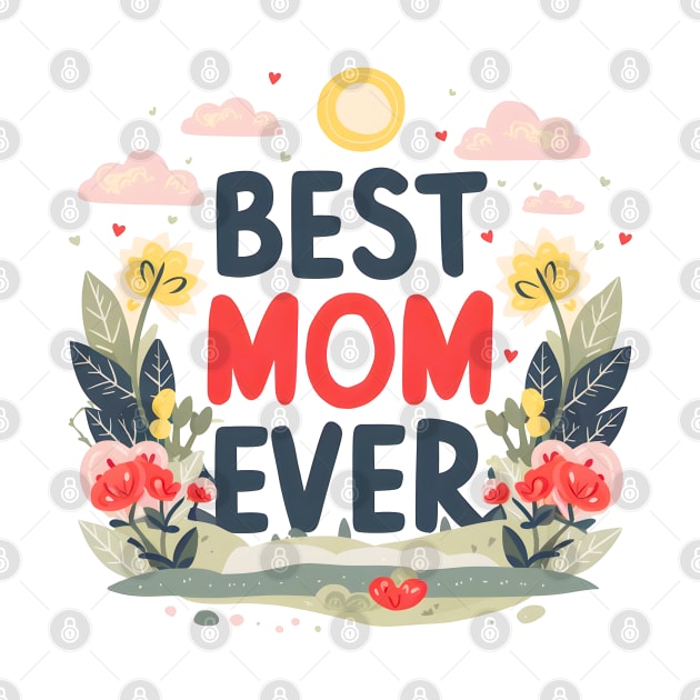 Best mom ever, fun flowers and sun print shirt by Inkspire Apparel designs