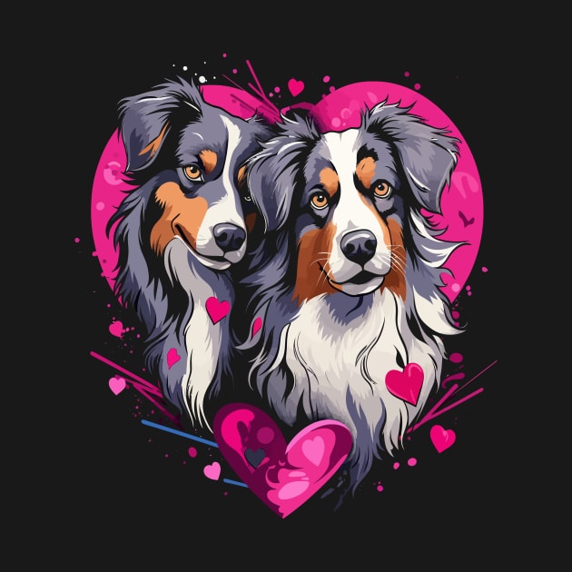 Australian Shepherd Couple Valentine by JH Mart