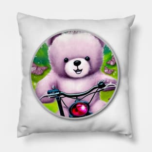 Bike Riding Teddy Bear Pillow