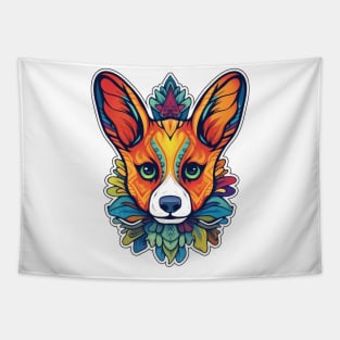 Corgi head ayahuasca art Tapestry