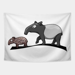 Tapir Family Mother Mom and Baby Mothers Day Tapir Tapestry