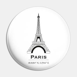 Paris Eiffel Tower coordinates sticker Pin