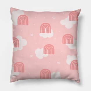 Pink Rainbows and Clouds - Pattern Pillow