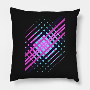 Geometric pattern stripes pink black Pillow