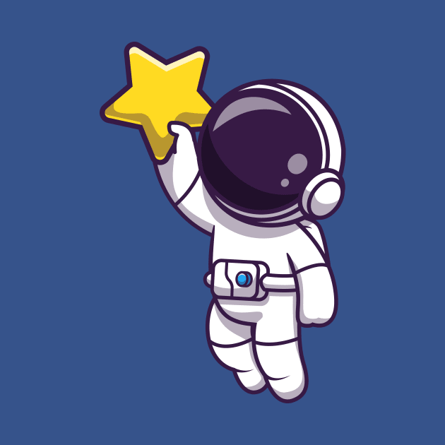 Astronaut Floating And Holding Star Cartoon by Catalyst Labs