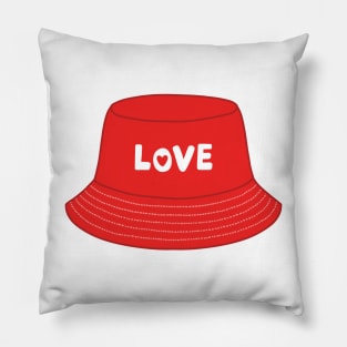 Red bucket hat with love text Pillow