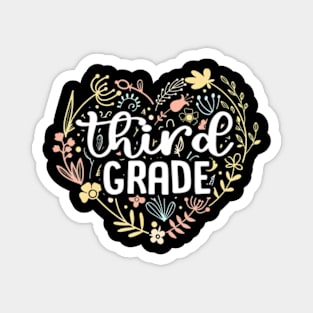 3rd Third Grade Floral Heart Back To School Teacher Girls Magnet