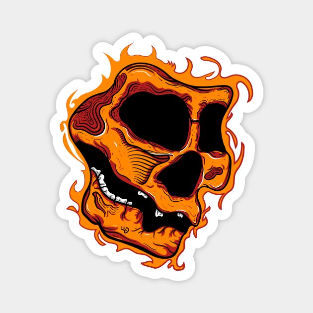 Fire skull head Magnet by happymonday