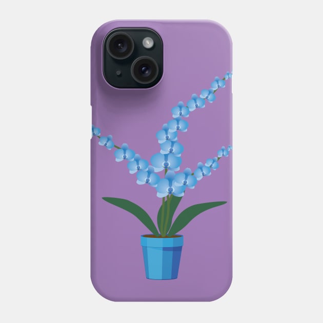 Blue orchid plant in a pot Phone Case by Bwiselizzy