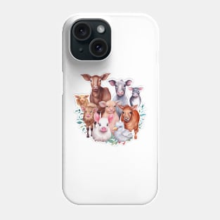 Watercolor Farm Animals #4 Phone Case