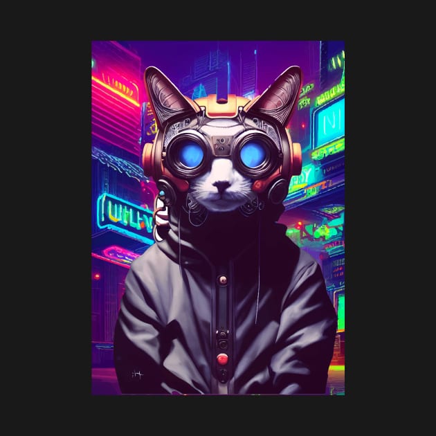 Techno Cat In Japan Neon City by star trek fanart and more