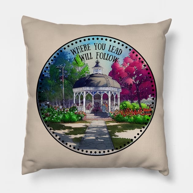 Gazebo at Town Square - Spring - Blue  Sky - Gilmore Pillow by Fenay-Designs