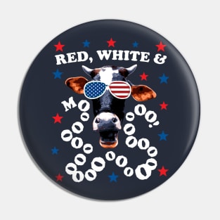 Red White And Moo Cow Funny 4th July Patriotic 2021 Pin