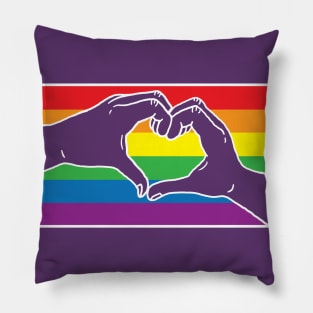Rainbow Pride Heart Hands Pillow