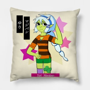 Yuri Marzipan the Oni - Cute Preppy (lime and pale blue) Pillow