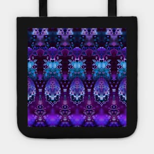 Elegant Blue and Purple Fractal Lace Tote