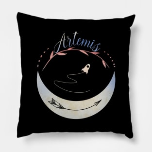 Artemis Nasa Greek Goddess Moon Phase Rocket Pillow